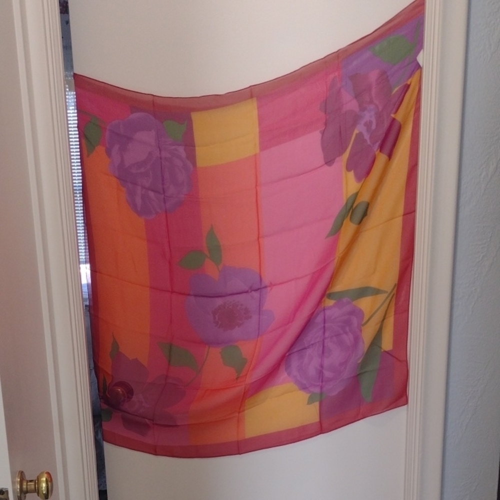 A Brod Floral Pink and Orange Scarf (J47)